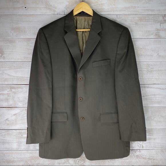 CALVIN KLEIN Gray‎ Wool Suit Blazer Jacket Top One Piece Size 42R - Picture 1 of 8